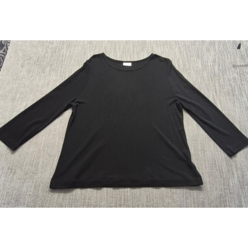 Eileen Fisher women's black long sleeve top round neck No Size Tag basic classic